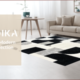 Ultra Soft Area Rug, Non Slip, Stain Resistant, Washable Area Rugs for Living Room, Bedroom, Contemporary Handmade Wool Bedroom Rug for Minimalist Aesthetic(Black)