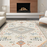 Ultra Soft Area Rug, Non Slip, Stain Resistant, Washable Area Rugs for Living Room, Bedroom, Stylish Neutral Boho Vibe(Beige)