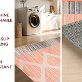 Ultra Soft Area Rug, Non Slip, Stain Resistant, Washable Area Rugs for Living Room, Bedroom, Fresh Coastal Striped Appeal(Orange)