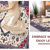 Ultra Soft Area Rug, Non Slip, Stain Resistant, Washable Area Rugs for Living Room, Bedroom, Lively Abstract Floral Arrangement(White)