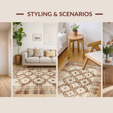 Ultra Soft Area Rug, Non Slip, Stain Resistant, Washable Area Rugs for Living Room, Bedroom, Chic Contemporary Linear Elements(Brown)