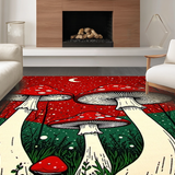 Ultra Soft Area Rug, Non Slip, Stain Resistant, Washable Area Rugs for Living Room, Bedroom, Enchanting Colorful Fungi Artwork(Red)