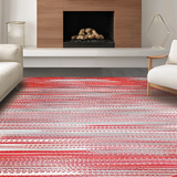 Ultra Soft Area Rug, Non Slip, Stain Resistant, Washable Area Rugs for Living Room, Bedroom, Chic Abstract Circular Arrangement(Red)