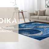 Ultra Soft Area Rug, Non Slip, Stain Resistant, Washable Area Rugs for Living Room, Bedroom, Dynamic Symmetrical Pattern Accents(Blue)