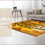 Ultra Soft Area Rug, Non Slip, Stain Resistant, Washable Area Rugs for Living Room, Bedroom, Vintage Ethnic Leopard Motif(Yellow)