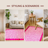 Ultra Soft Area Rug, Non Slip, Stain Resistant, Washable Area Rugs for Living Room, Bedroom, Vibrant Abstract Animal Motif(Pink)