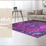Ultra Soft Area Rug, Non Slip, Stain Resistant, Washable Area Rugs for Living Room, Bedroom, Elegant Pastel Geometric Motif(Pink)