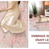 Ultra Soft Area Rug, Non Slip, Stain Resistant, Washable Area Rugs for Living Room, Bedroom, Artistic Abstract Floral Fusion(Pink)