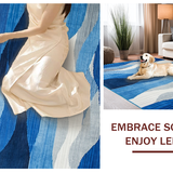 Ultra Soft Area Rug, Non Slip, Stain Resistant, Washable Area Rugs for Living Room, Bedroom, Dynamic Blue Grey Geometric Fusion(Blue)
