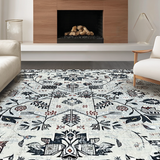Ultra Soft Area Rug, Non Slip, Stain Resistant, Washable Area Rugs for Living Room, Bedroom, Eclectic Abstract Artful Layering(White)