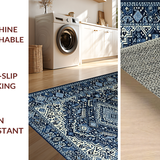 Ultra Soft Area Rug, Non Slip, Stain Resistant, Washable Area Rugs for Living Room, Bedroom, Chic Minimalist Lattice Design(Blue)