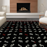 Ultra Soft Area Rug, Non Slip, Stain Resistant, Washable Area Rugs for Living Room, Bedroom, Unique Vintage Melodic Pattern Style(Black)