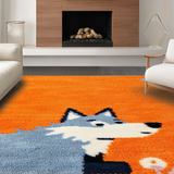 Ultra Soft Area Rug, Non Slip, Stain Resistant, Washable Area Rugs for Living Room, Bedroom, Expressive Youth Themed Illustrative Art(Orange)