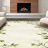 Ultra Soft Area Rug, Non Slip, Stain Resistant, Washable Area Rugs for Living Room, Bedroom, Chic Botanical Patterned Texture(Beige)