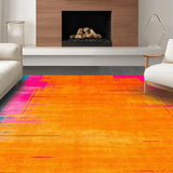 Ultra Soft Area Rug, Non Slip, Stain Resistant, Washable Area Rugs for Living Room, Bedroom, Stylish Abstract Color Burst Theme(Orange)