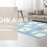 Ultra Soft Area Rug, Non Slip, Stain Resistant, Washable Area Rugs for Living Room, Bedroom, Serene Pastel Cartoon Imagery(Blue)