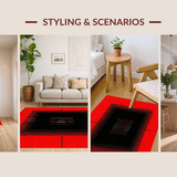 Ultra Soft Area Rug, Non Slip, Stain Resistant, Washable Area Rugs for Living Room, Bedroom, Eclectic Dark Patterned Surface Art(Red)