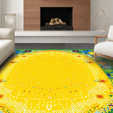 Ultra Soft Area Rug, Non Slip, Stain Resistant, Washable Area Rugs for Living Room, Bedroom, Vibrant Abstract Sunshine Motif(Yellow)