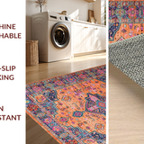 Ultra Soft Area Rug, Non Slip, Stain Resistant, Washable Area Rugs for Living Room, Bedroom, Vibrant Transitional Diamond Pattern(Orange)