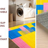 Ultra Soft Area Rug, Non Slip, Stain Resistant, Washable Area Rugs for Living Room, Bedroom, Elegant Colorful Wave Arrangement(Yellow)