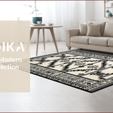 Ultra Soft Area Rug, Non Slip, Stain Resistant, Washable Area Rugs for Living Room, Bedroom, Vibrant Loop-and-Cut Textured Pattern(Black)