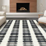 Ultra Soft Area Rug, Non Slip, Stain Resistant, Washable Area Rugs for Living Room, Bedroom, Stylish Striped Door Mat Black and White Accent Rug(Black)