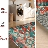 Distinctive Teal and Rust Motif(Red)