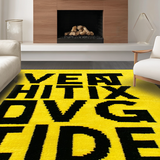 Ultra Soft Area Rug, Non Slip, Stain Resistant, Washable Area Rugs for Living Room, Bedroom, Sleek Minimalist Word Art Style(Yellow)