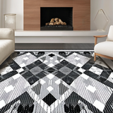 Ultra Soft Area Rug, Non Slip, Stain Resistant, Washable Area Rugs for Living Room, Bedroom, Contemporary Earth Tone Trellis Design(Gray)