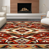 Ultra Soft Area Rug, Non Slip, Stain Resistant, Washable Area Rugs for Living Room, Bedroom, North American Tribal Patterned Beauty(Red)