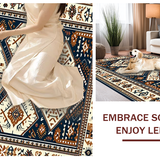 Ultra Soft Area Rug, Non Slip, Stain Resistant, Washable Area Rugs for Living Room, Bedroom, Rustic Geometric Medallion Aesthetic(Beige)