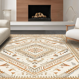 Ultra Soft Area Rug, Non Slip, Stain Resistant, Washable Area Rugs for Living Room, Bedroom, Striking Transitional Circular Design(Beige)