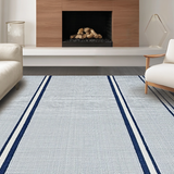 Ultra Soft Area Rug, Non Slip, Stain Resistant, Washable Area Rugs for Living Room, Bedroom, Rustic Traditional Striped Charm(Blue)