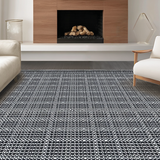Ultra Soft Area Rug, Non Slip, Stain Resistant, Washable Area Rugs for Living Room, Bedroom, Rustic Geometric Motif with Depth(Black)