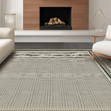 Ultra Soft Area Rug, Non Slip, Stain Resistant, Washable Area Rugs for Living Room, Bedroom, Streamlined Neutral Basketweave Elegance(White)