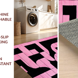 Ultra Soft Area Rug, Non Slip, Stain Resistant, Washable Area Rugs for Living Room, Bedroom, Dynamic Geometric Contrast Layout(Pink)