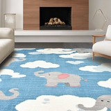 Ultra Soft Area Rug, Non Slip, Stain Resistant, Washable Area Rugs for Living Room, Bedroom, Adorable Child-Friendly Animal Patterns(Blue)