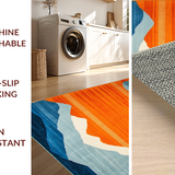 Ultra Soft Area Rug, Non Slip, Stain Resistant, Washable Area Rugs for Living Room, Bedroom, Vivid Colorful Organic Shapes(Orange)