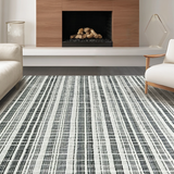 Ultra Soft Area Rug, Non Slip, Stain Resistant, Washable Area Rugs for Living Room, Bedroom, 6x9 Striped Carpet, Black and White Tassel Rug, Patented Washable Design(Black)