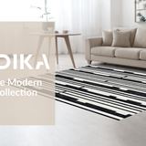 Ultra Soft Area Rug, Non Slip, Stain Resistant, Washable Area Rugs for Living Room, Bedroom, Striped Woven Rug: Modern Farmhouse Style Area Rug(Black)