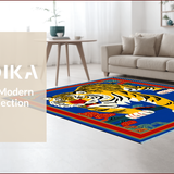 Ultra Soft Area Rug, Non Slip, Stain Resistant, Washable Area Rugs for Living Room, Bedroom, Vibrant Tribal Animal Motif(Blue)