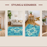 Ultra Soft Area Rug, Non Slip, Stain Resistant, Washable Area Rugs for Living Room, Bedroom, Vintage Boho Soft Playroom Rug(Blue)