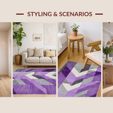 Ultra Soft Area Rug, Non Slip, Stain Resistant, Washable Area Rugs for Living Room, Bedroom, Contemporary Abstract Purple Palette(Purple)