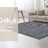 Ultra Soft Area Rug, Non Slip, Stain Resistant, Washable Area Rugs for Living Room, Bedroom, Rustic Geometric Motif with Depth(Black)