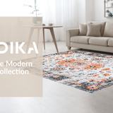 Ultra Soft Area Rug, Non Slip, Stain Resistant, Washable Area Rugs for Living Room, Bedroom, Rustic Earthy Toned Pattern(White)