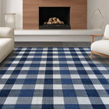 Modern Transitional Blue Gray Check(Blue)