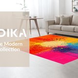 Ultra Soft Area Rug, Non Slip, Stain Resistant, Washable Area Rugs for Living Room, Bedroom, Vibrant Contemporary Splash Aesthetic(Orange)