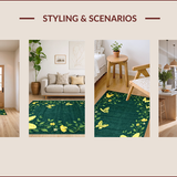 Ultra Soft Area Rug, Non Slip, Stain Resistant, Washable Area Rugs for Living Room, Bedroom, Whimsical Floral Butterfly Motif(Green)