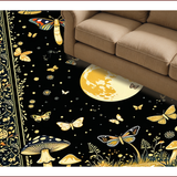 Ultra Soft Area Rug, Non Slip, Stain Resistant, Washable Area Rugs for Living Room, Bedroom, Mystical Black Gold Organic Motif(Black)