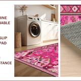 Ultra Soft Area Rug, Non Slip, Stain Resistant, Washable Area Rugs for Living Room, Bedroom, Preppy Textured Diamond Arrangement(Pink)